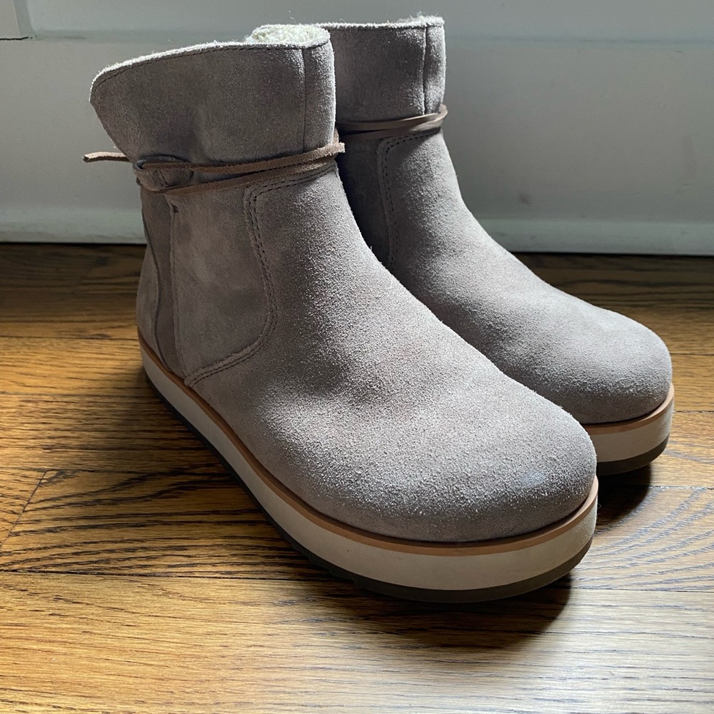 Merrell Taupe Suede Platform Ankle Booties